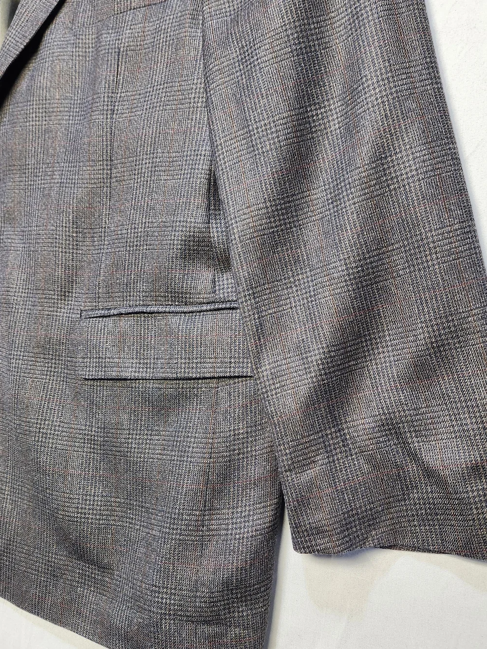 Joseph & Feiss International Sport Coat Blazer 44 Short 44S Silk Wool Plaid Gray